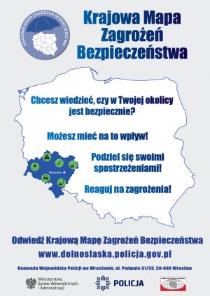 Widok aplikacji Krajowa Mapa Zagrożeń Bezpieczeństwa