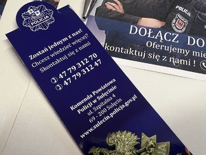 Gadżet promocyjny  w postaci zakładki do książki z danymi teleadresowymi sulęcińskiej jednostki.