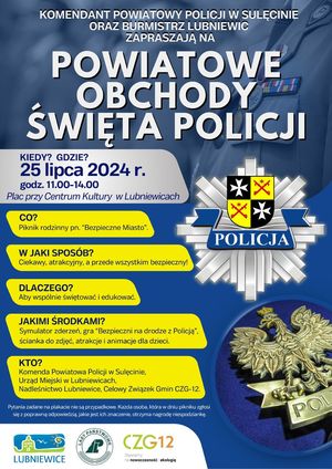 Plakat promujący Powiatowe Obchody Święta Policji 2024.