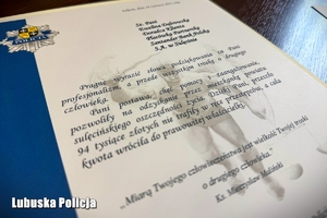 List gratulacyjny dla pracownika banku.